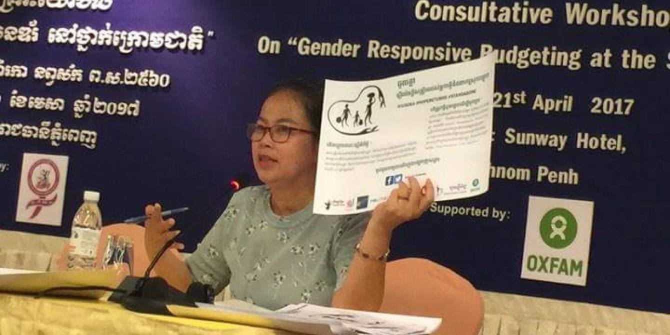 Chhorvy, Voices for Change Program Manager, shared JuiKnia in Gender workshop Chhorvy, Voices for Change Program Manager, shared JuiKnia in Gender workshop